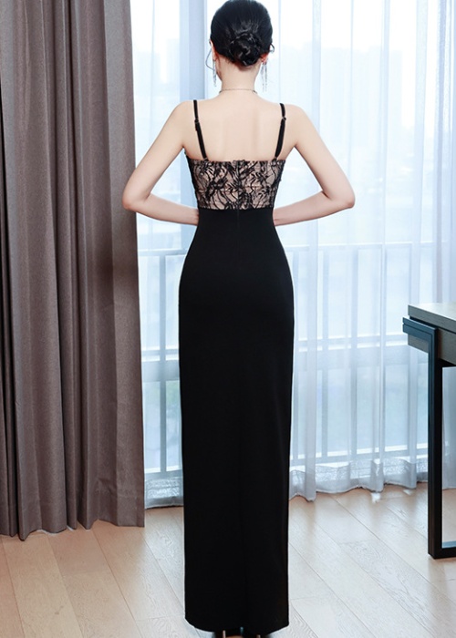 Fashion splice formal dress set beads sling dress