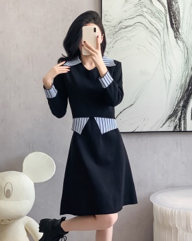 Retro shirt collar sweater knitted autumn and winter dress