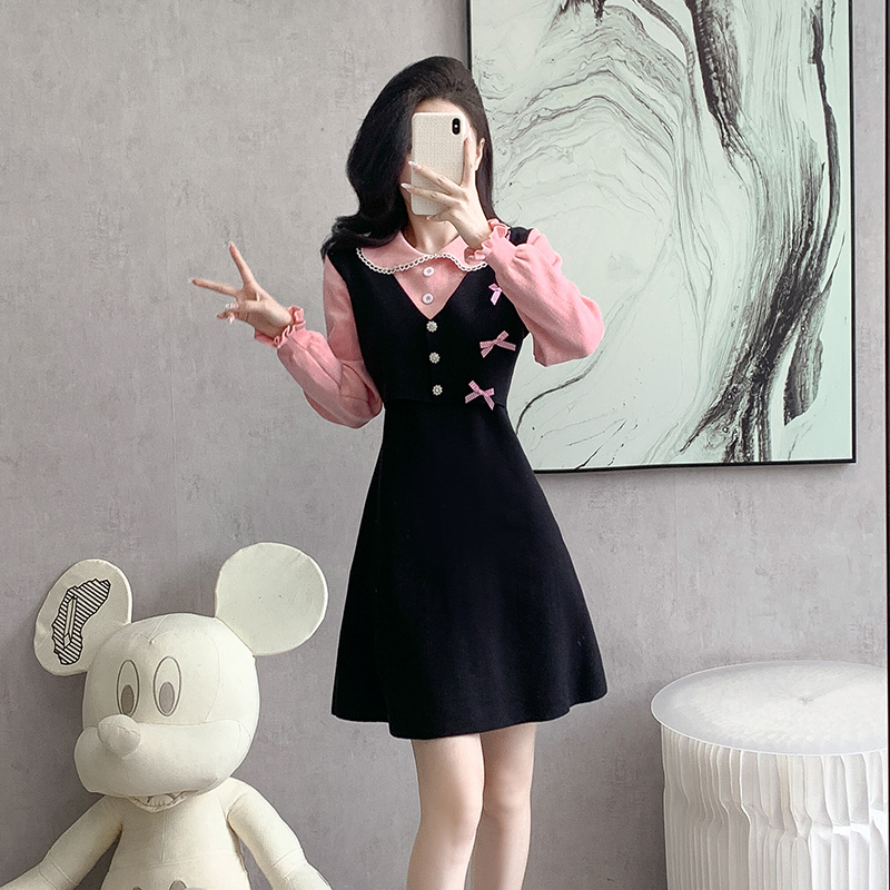 Autumn and winter knitted simple all-match dress