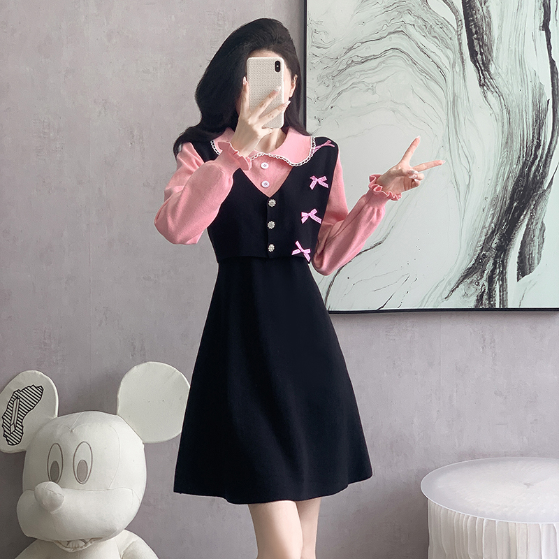 Autumn and winter knitted simple all-match dress