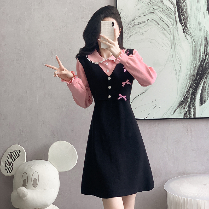 Autumn and winter knitted simple all-match dress