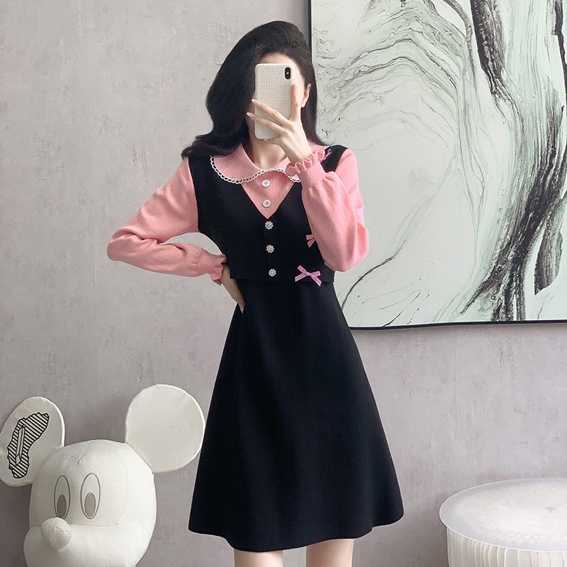 Autumn and winter knitted simple all-match dress