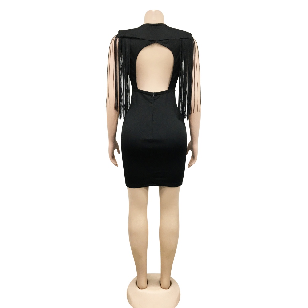 Sleeveless sexy fashion T-back V-neck pure dress for women