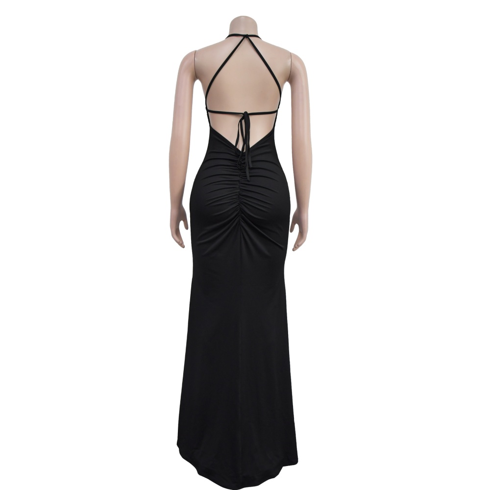 Sling European style V-neck halter sexy slim dress for women