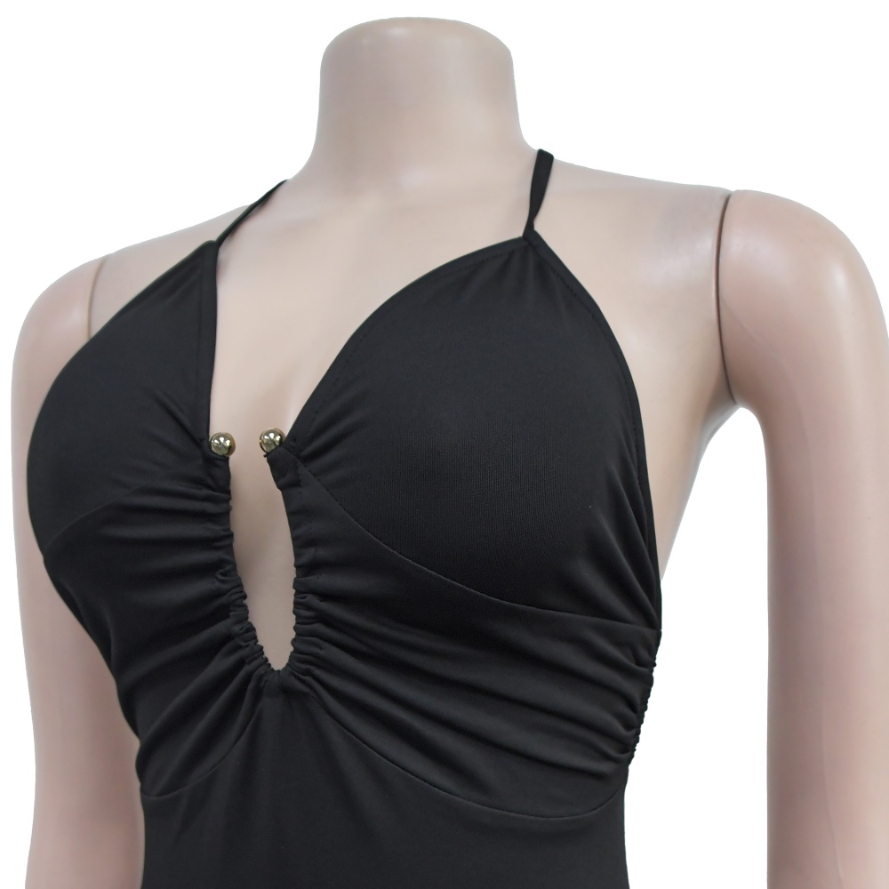 Sling European style V-neck halter sexy slim dress for women