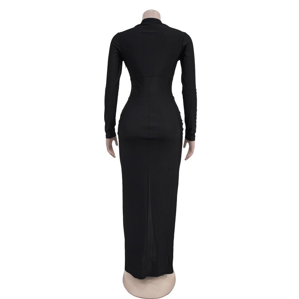 Slim split European style pure fashion dress for women