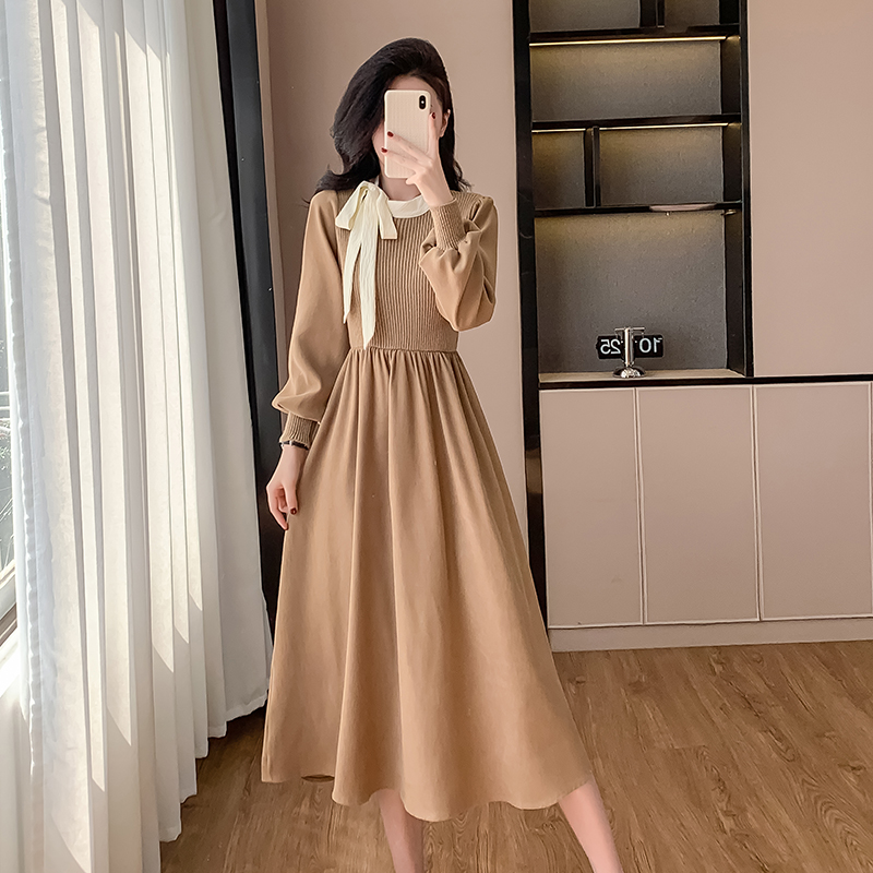 Knitwear France style A-line temperament dress