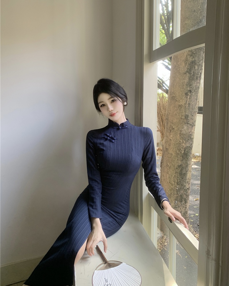 Temperament cheongsam pinched waist dress