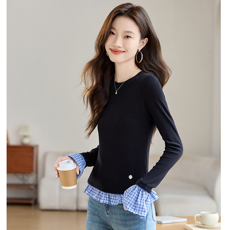 Long sleeve fashion tops autumn and winter niche T-shirt