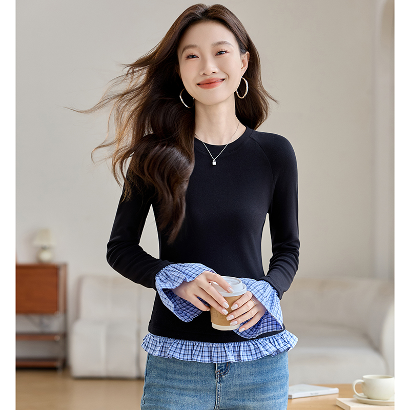 Long sleeve fashion tops autumn and winter niche T-shirt