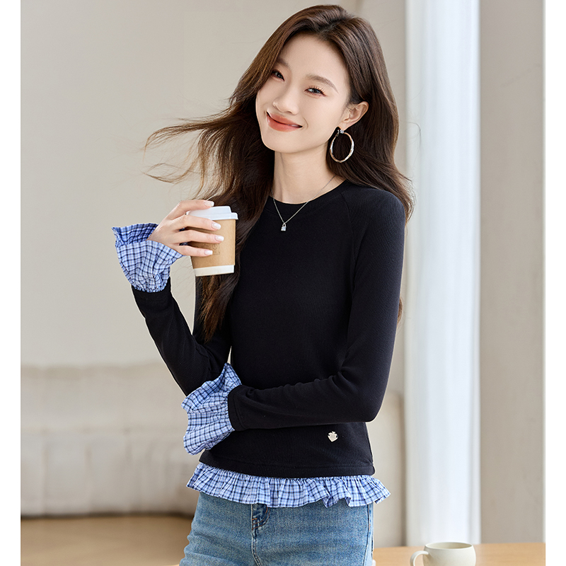 Long sleeve fashion tops autumn and winter niche T-shirt