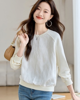 Splice jacquard tops lazy loose hoodie for women