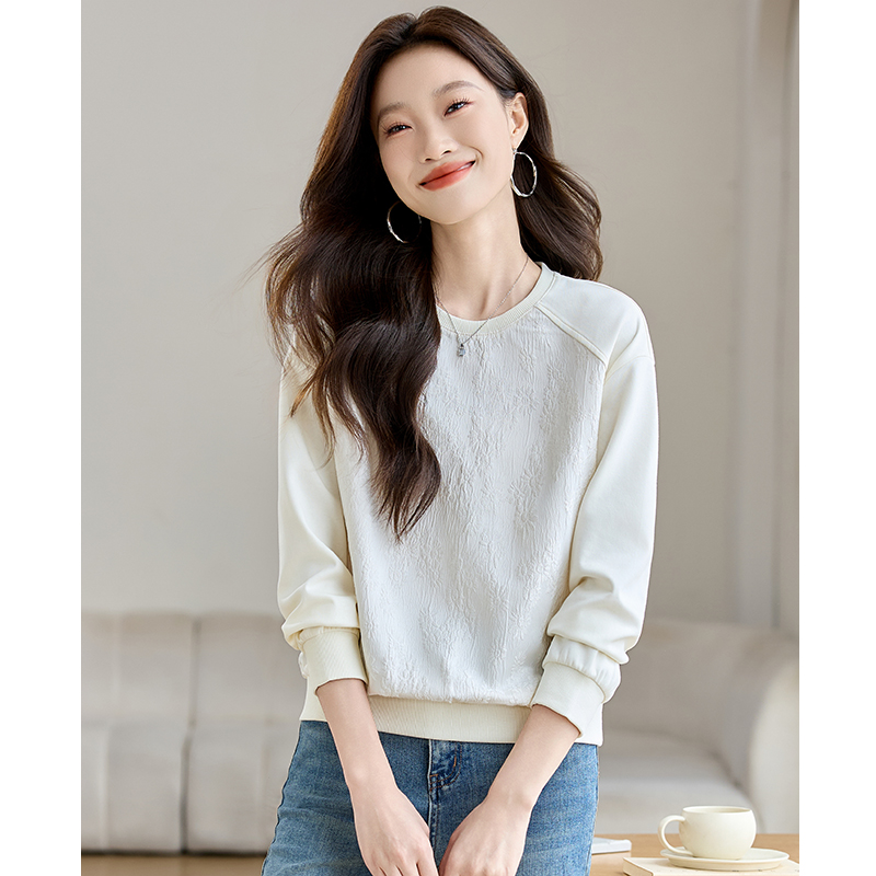 Splice jacquard tops lazy loose hoodie for women