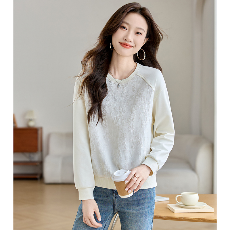 Splice jacquard tops lazy loose hoodie for women