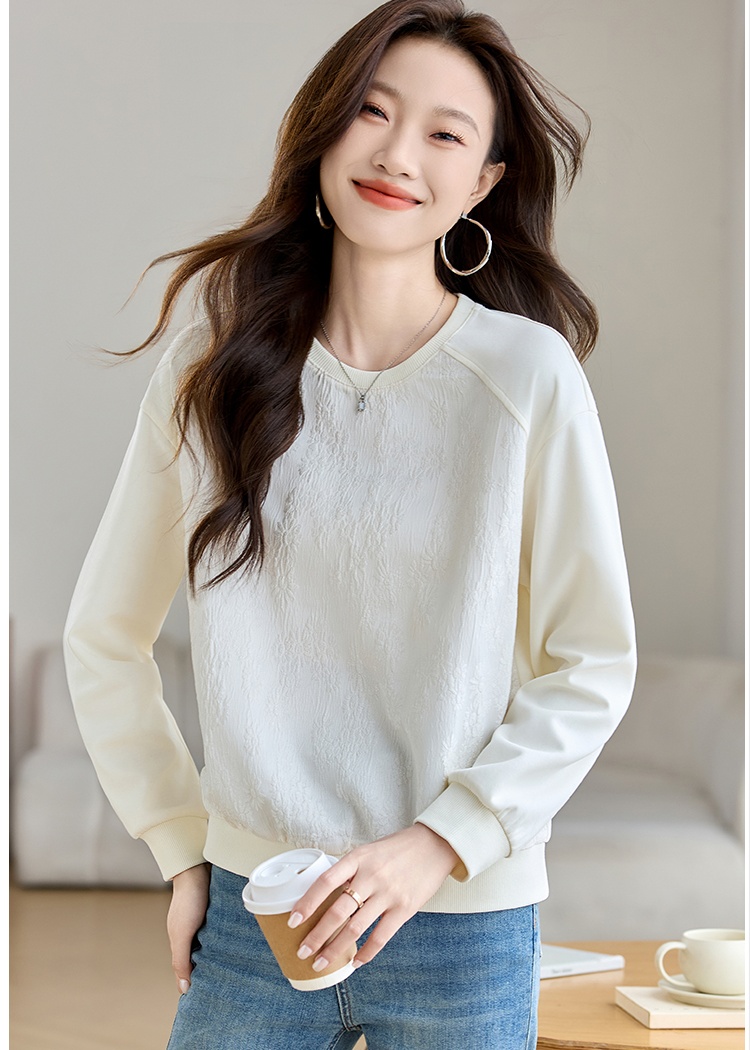 Splice jacquard tops lazy loose hoodie for women