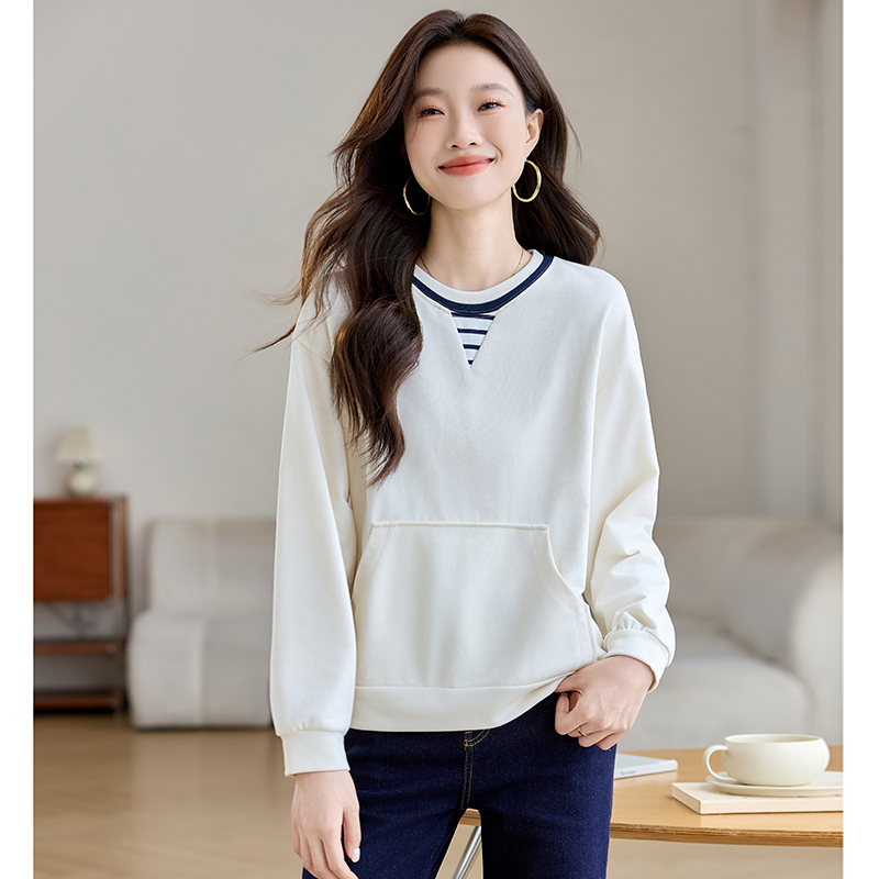 Long sleeve loose tops round neck hoodie for women