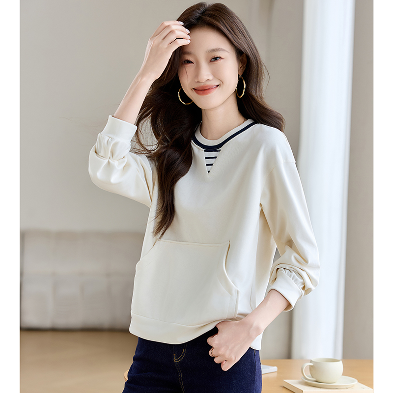 Long sleeve loose tops round neck hoodie for women