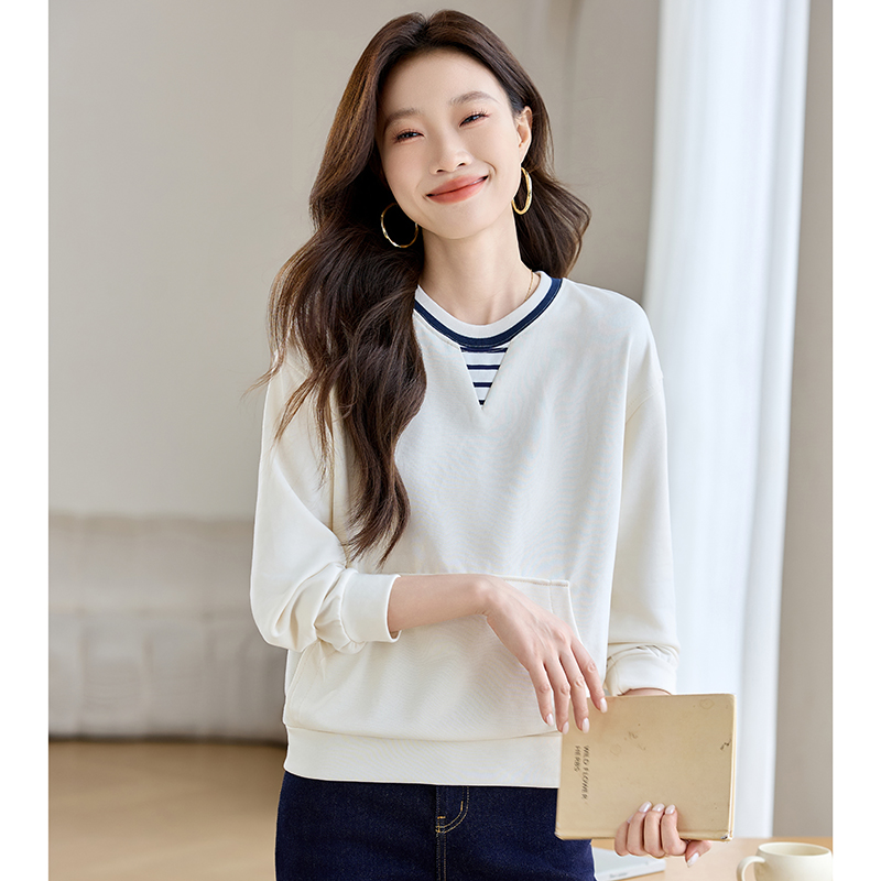 Long sleeve loose tops round neck hoodie for women