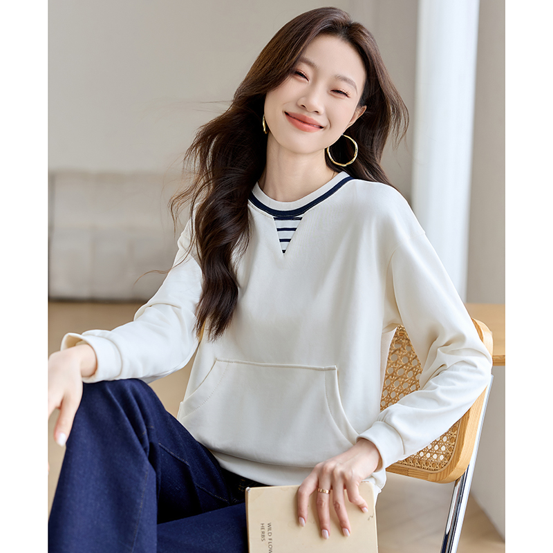 Long sleeve loose tops round neck hoodie for women