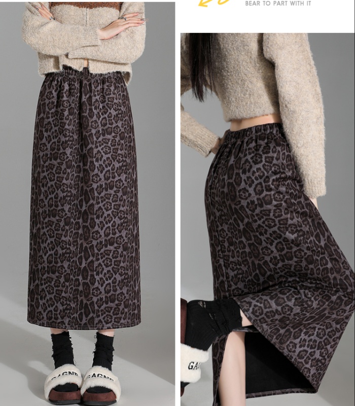 Plus velvet long retro package hip skirt for women