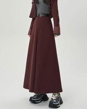 Woolen A-line business suit big skirt high waist long skirt