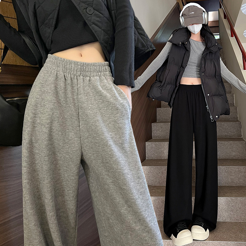 Drape wide leg long pants winter sports sweatpants for women