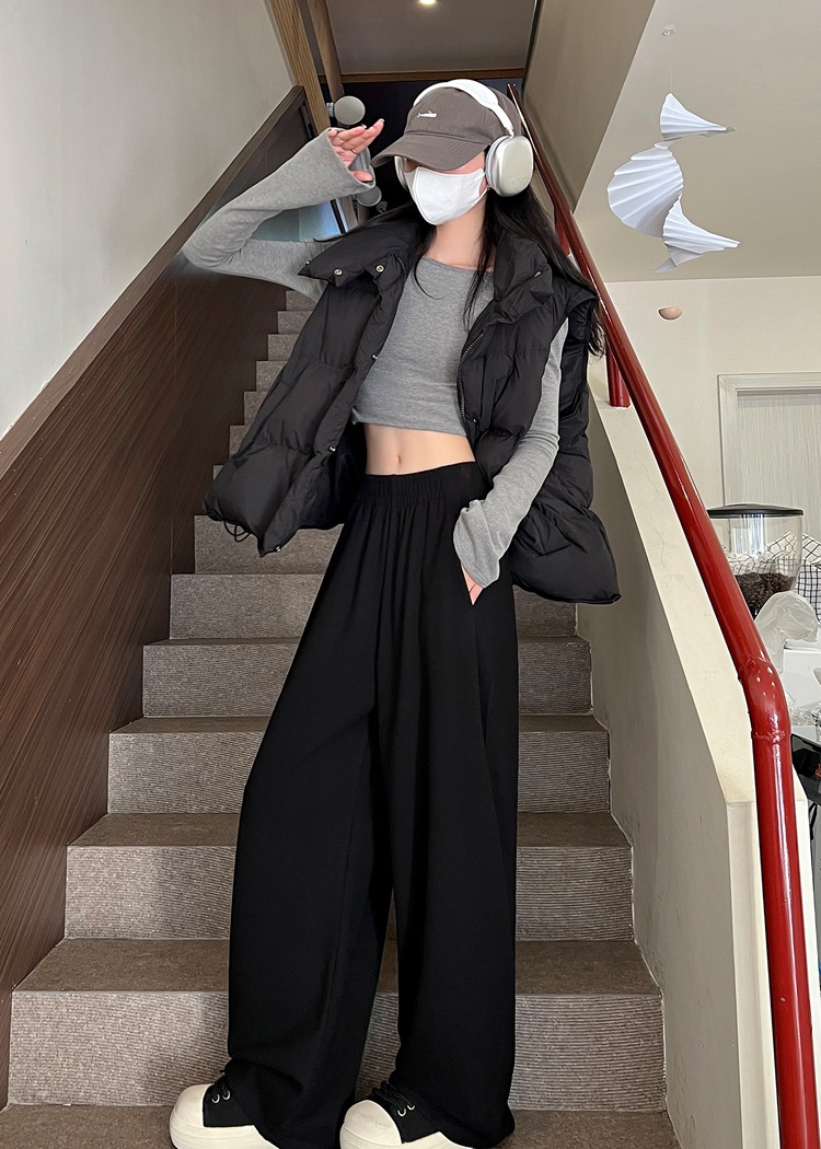 Drape wide leg long pants winter sports sweatpants for women