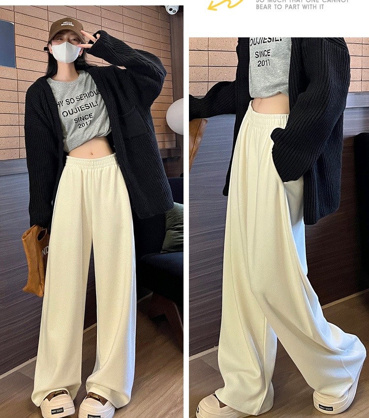 Drape wide leg long pants winter sports sweatpants for women