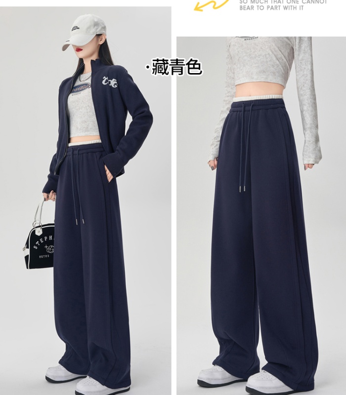 Plus velvet high waist wide leg pants winter sweatpants