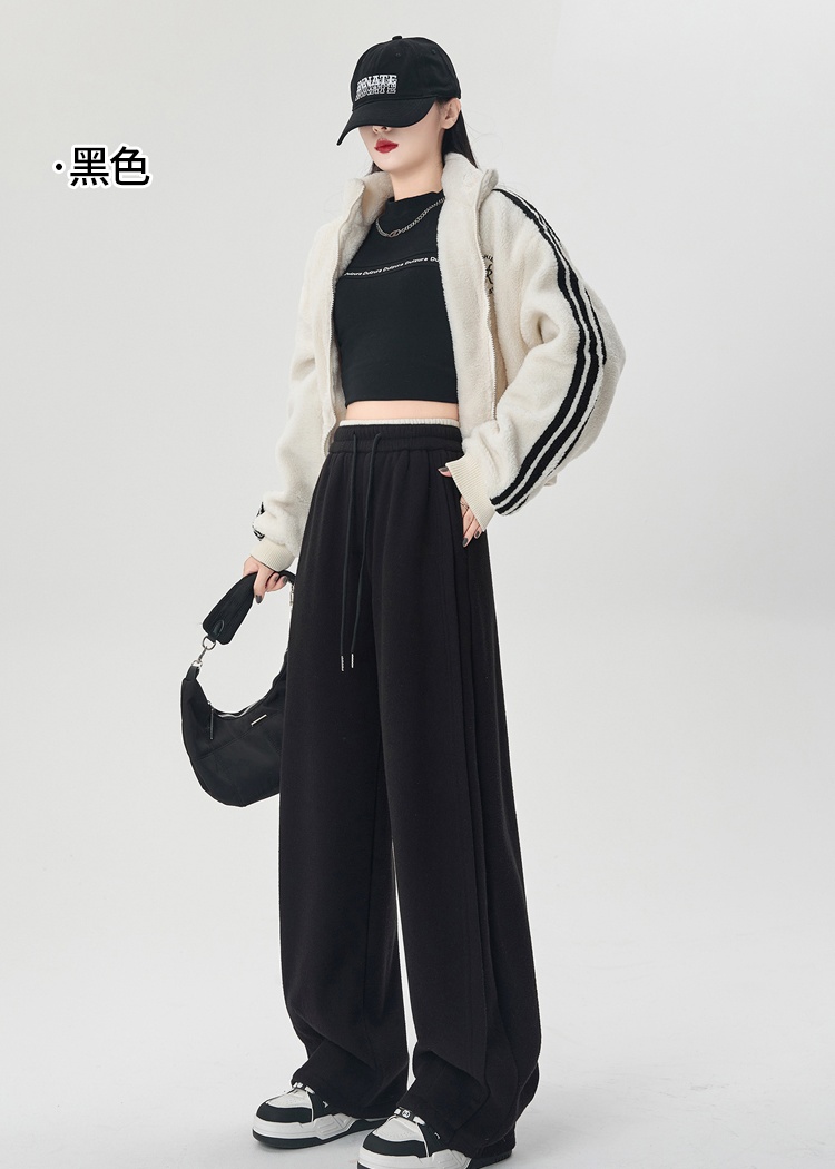 Plus velvet high waist wide leg pants winter sweatpants