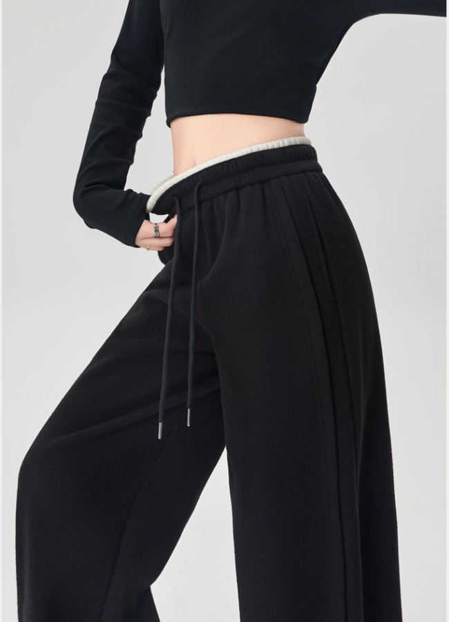 Plus velvet high waist wide leg pants winter sweatpants