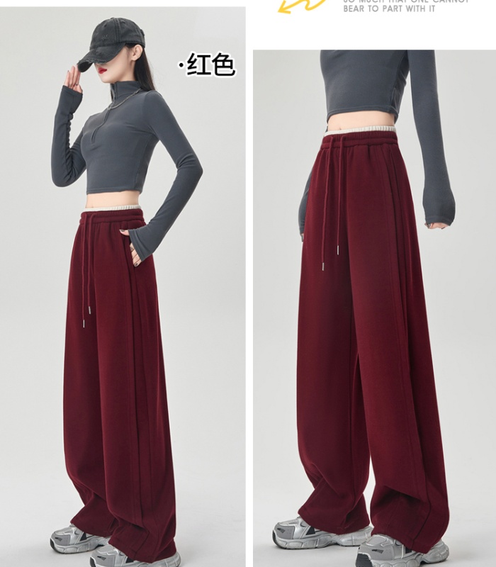 Plus velvet high waist wide leg pants winter sweatpants