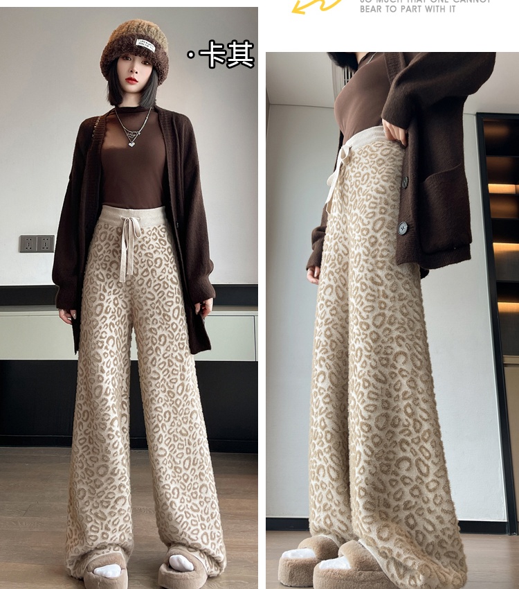 Mopping knitted autumn and winter wide leg pants for women