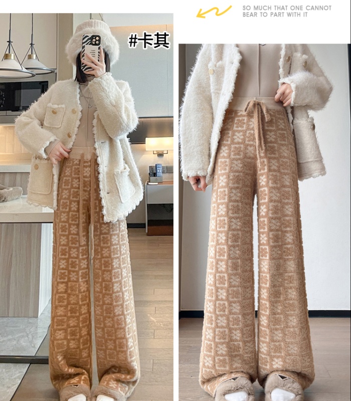 Slim pants plus velvet wide leg pants for women