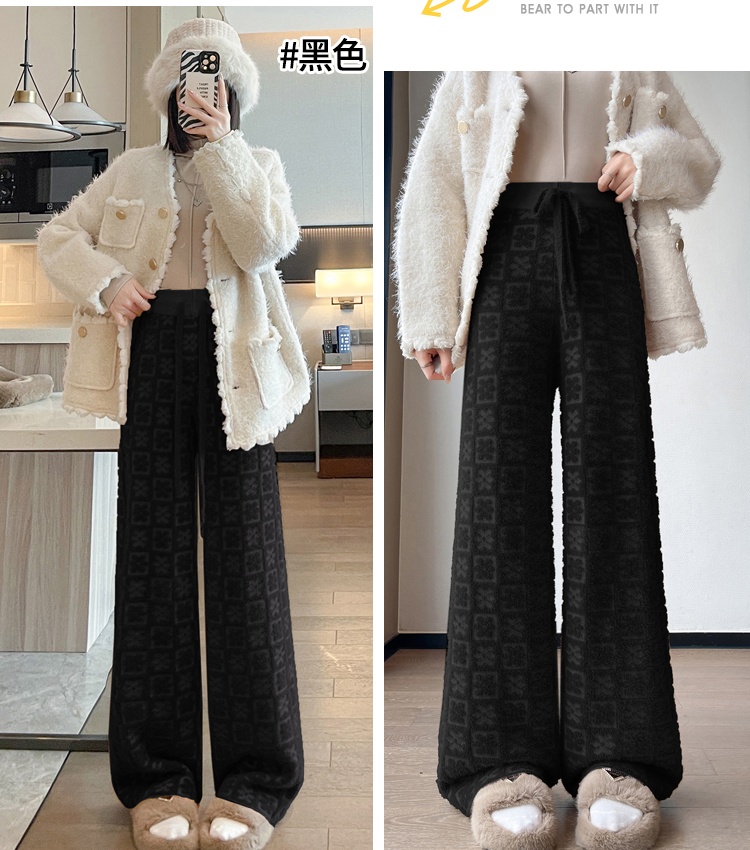 Slim pants plus velvet wide leg pants for women