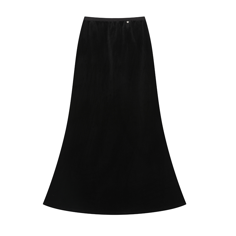 High waist black slim drape mermaid skirt