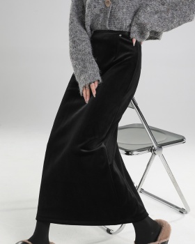 Plus velvet skirt slim one step skirt for women