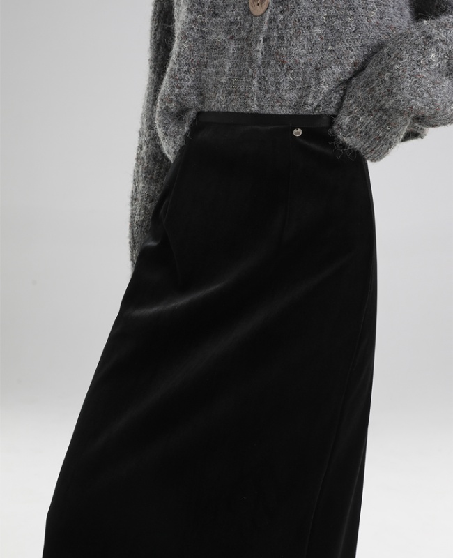 Plus velvet skirt slim one step skirt for women