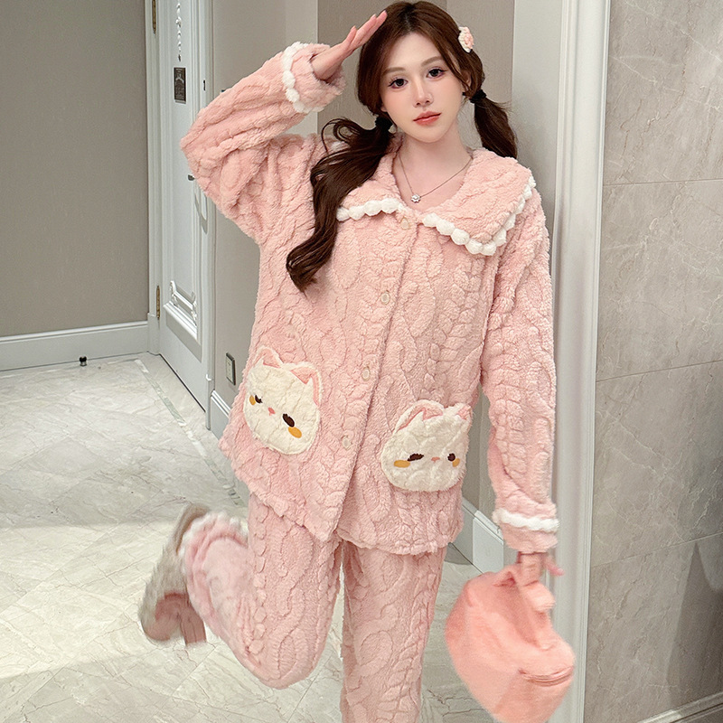 Large yard lovely pajamas sweet thick cardigan for women