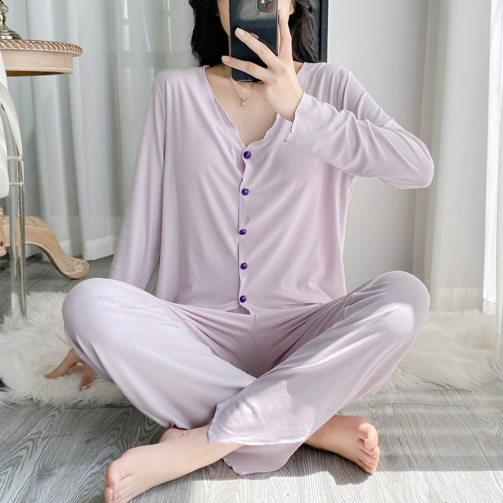 Thin cardigan wears outside pajamas a set for women