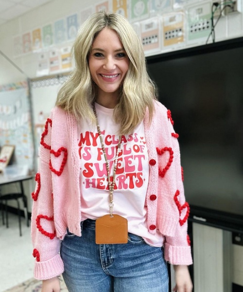 Long sleeve sweet cardigan heart printing sweater