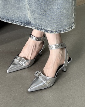 Autumn sandals silver high-heeled shoes for women