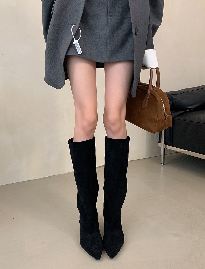 Fashion widen thigh boots high-heeled winter martin boots