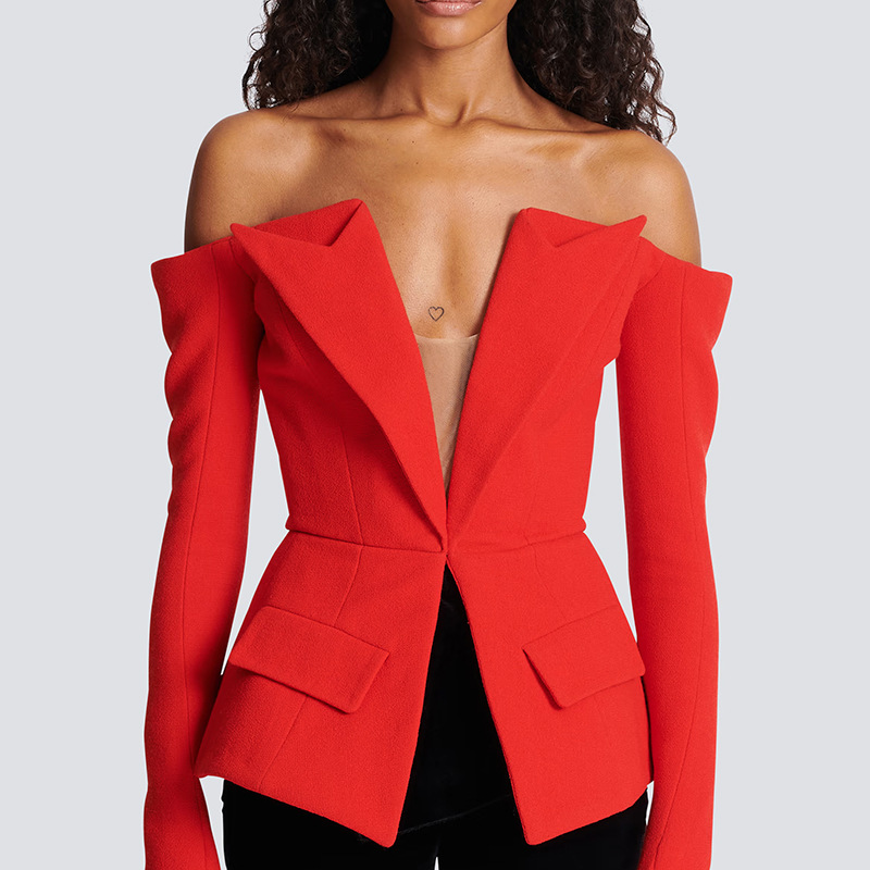 After the zipper business suit fashion jacket