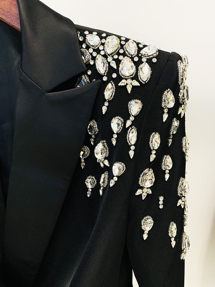 Rhinestone slim business suit beading coat