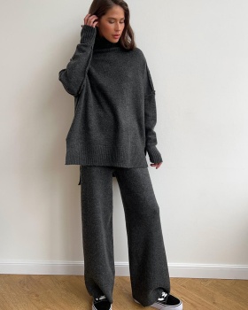 Loose lazy long pants thick sweater a set for women