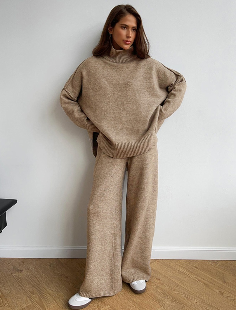 Loose lazy long pants thick sweater a set for women