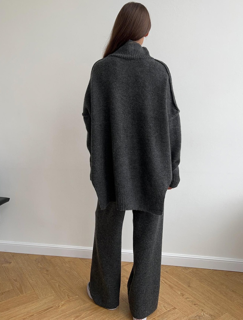 Loose lazy long pants thick sweater a set for women