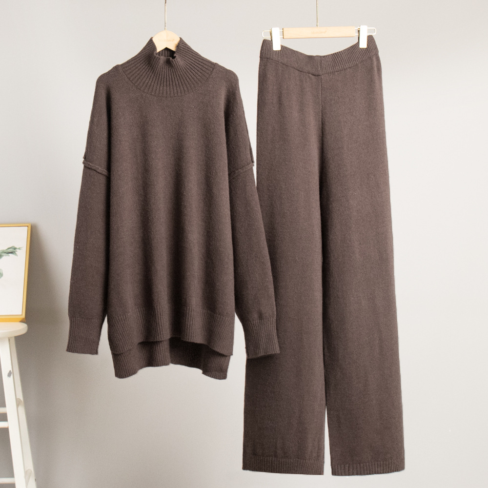 Loose lazy long pants thick sweater a set for women