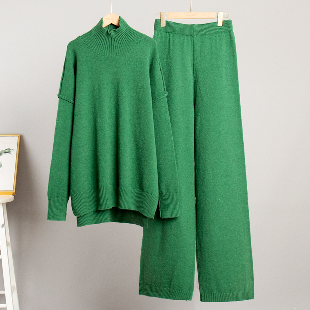 Loose lazy long pants thick sweater a set for women